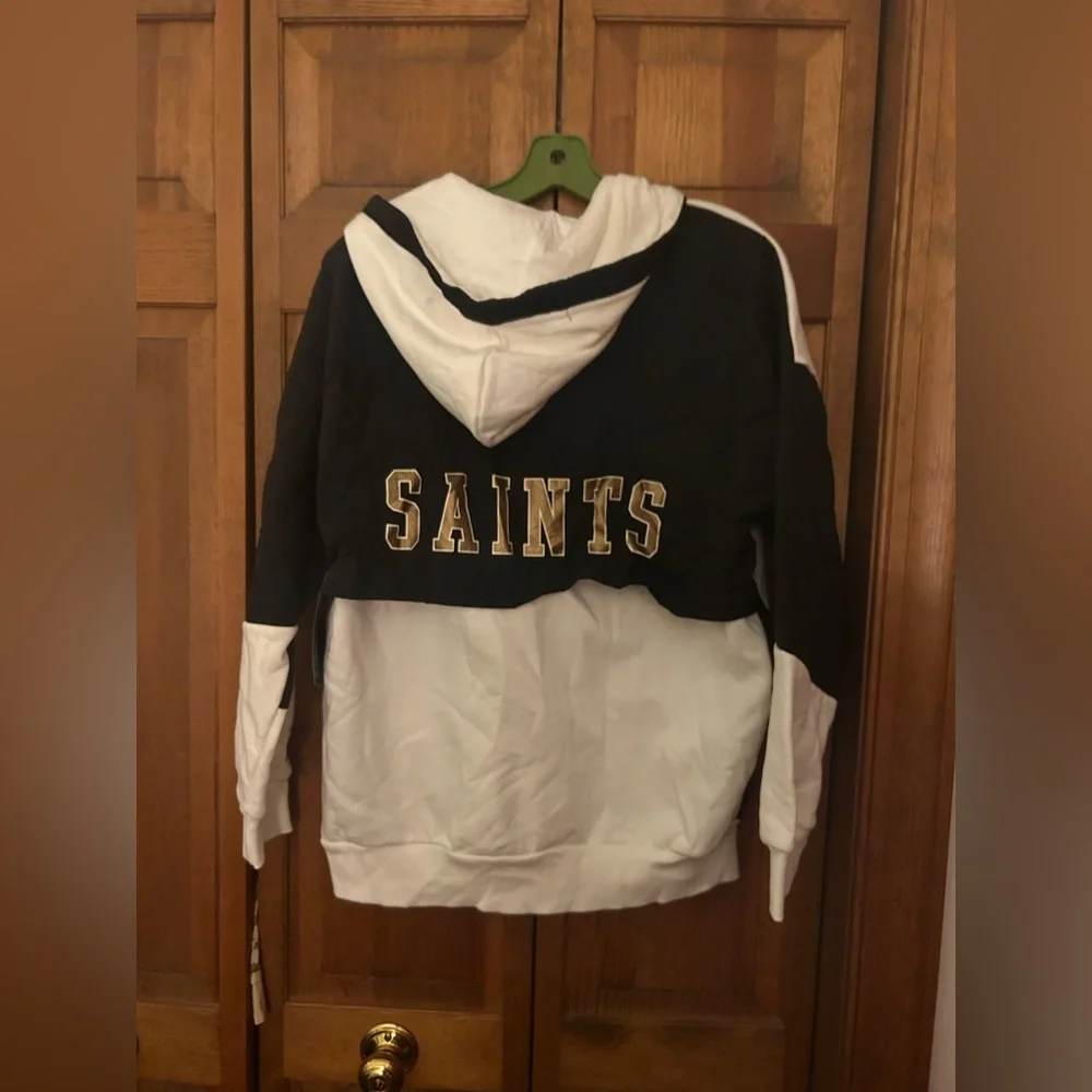 NFL Team Apparel Men’s Sz L Black & White New Orleans Saints Windbreaker NWT